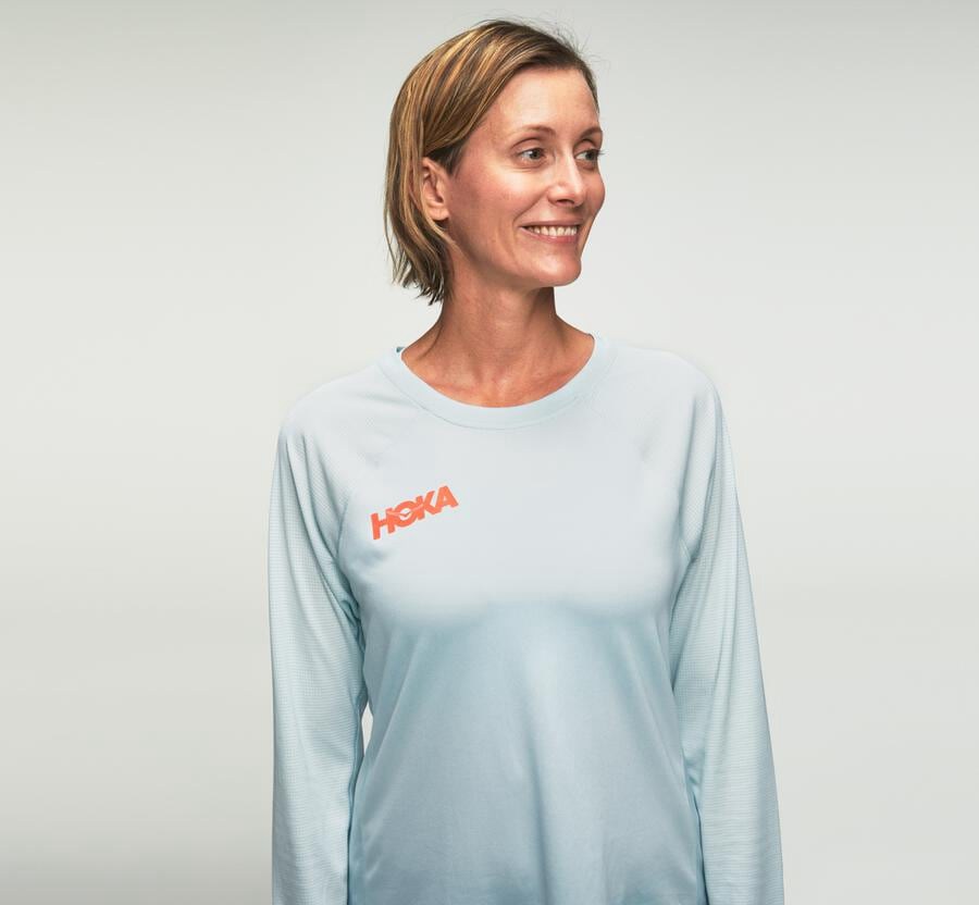 Hoka One One Top Dame - Performance Lang Sleeve - Blå - 724690HKW